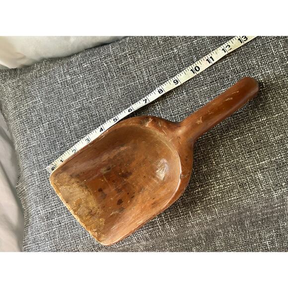 Antique-100+ years Old-Short Flour Grain Bin Wooden Shovel-Farmhouse 12" x 5" - Picture 2 of 6